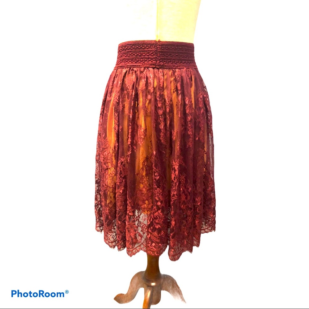 Rust Lace Midi Skirt | Comfy Festival‎ Outfit